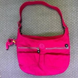 Kipling Pink Nylon Shoulder Bag With Gorilla Emma
